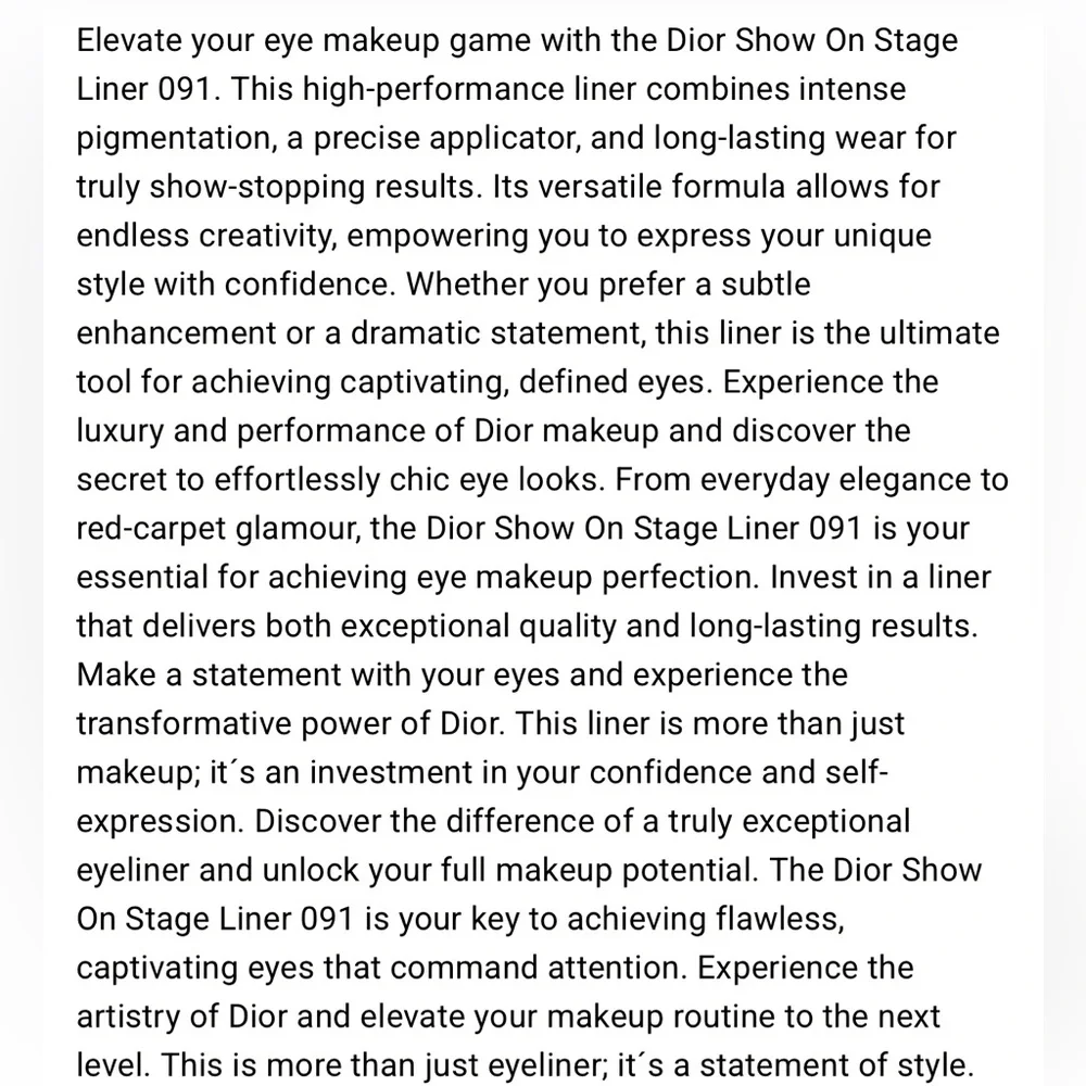 Diorshow On Stage Waterproof Liquid Eyeliner, 091 Matte Black